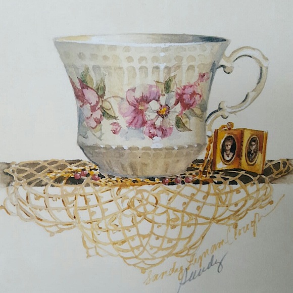 Set of 3 Sandy Lyman Clough Signed Teacup Prints - Picture 6 of 10